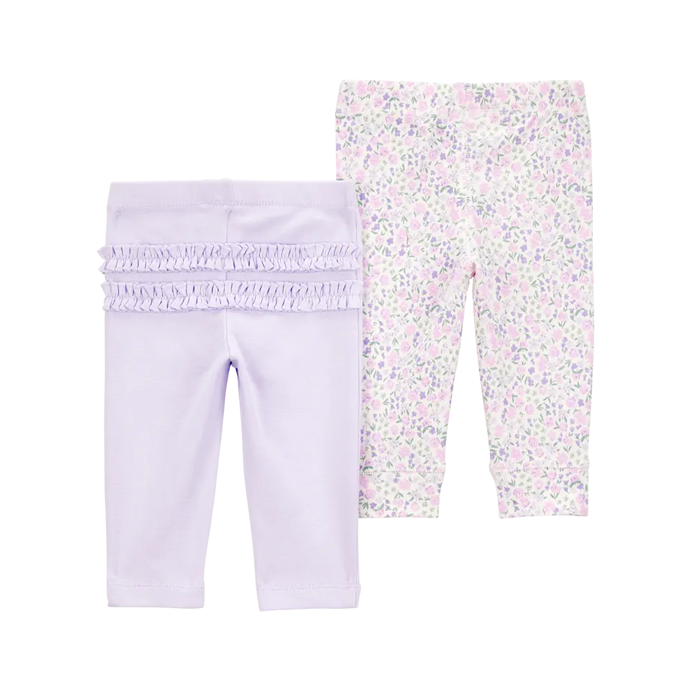 Lot de 2 pantalons fleuris bébé fille - Coton