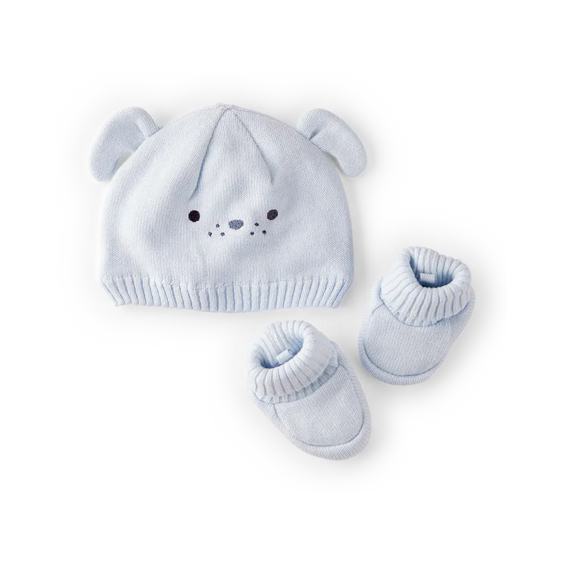 Coffret Cadeau Bonnet & Chaussons Carter's - Chiot Bleu