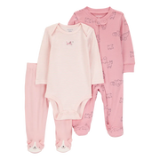 Ensemble 3 pièces chiot pour bébé fille - Coton