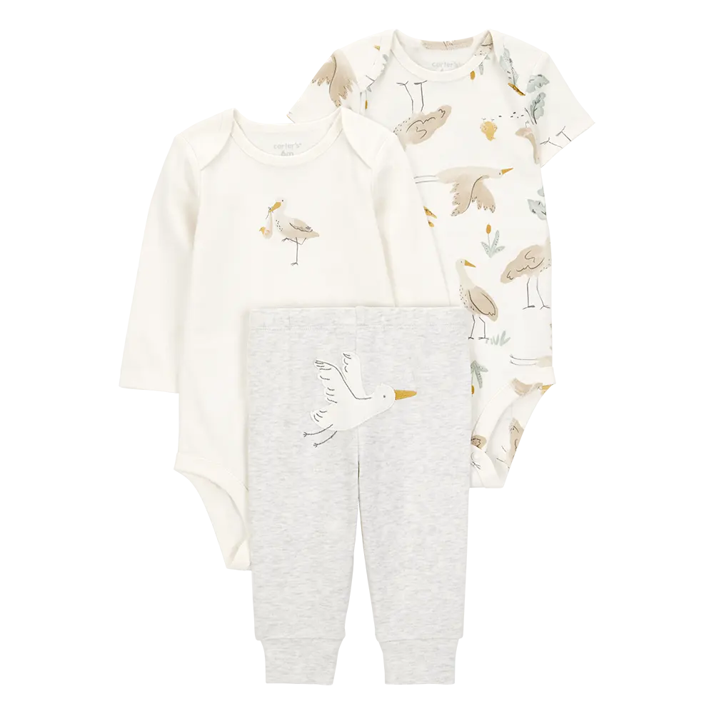 Ensemble 3 pièces cigogne pour bébé - Unisexe