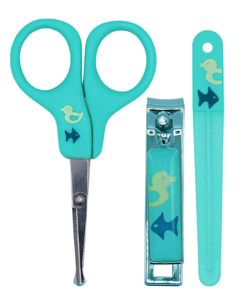 Pack Manucure Nûby : Ciseaux, Coupe-ongle, Lime 0m+ - Vert