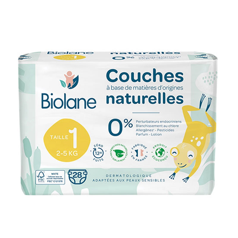 Biolane Couches Écologiques Taille 1 (2-5kg) - 28 Unités