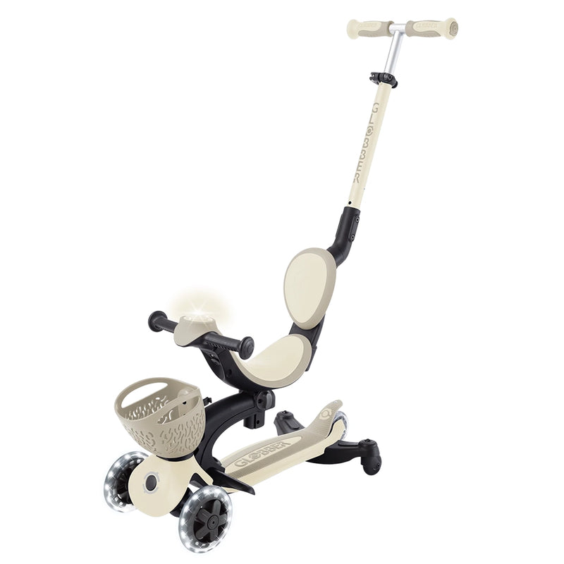 Globber Trottinette Évolutive GO UP BABY LIGHTS avec Panier 360° - Taupe