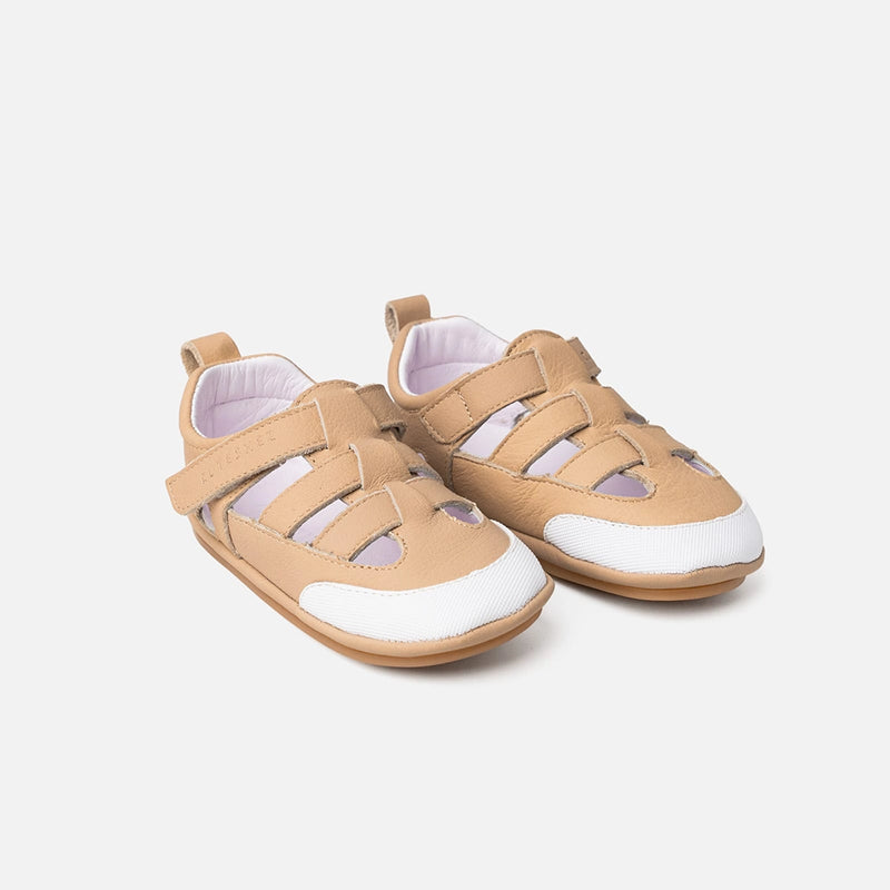 Cuteshez Sandales Premiers Pas en Cuir Souple - Beige