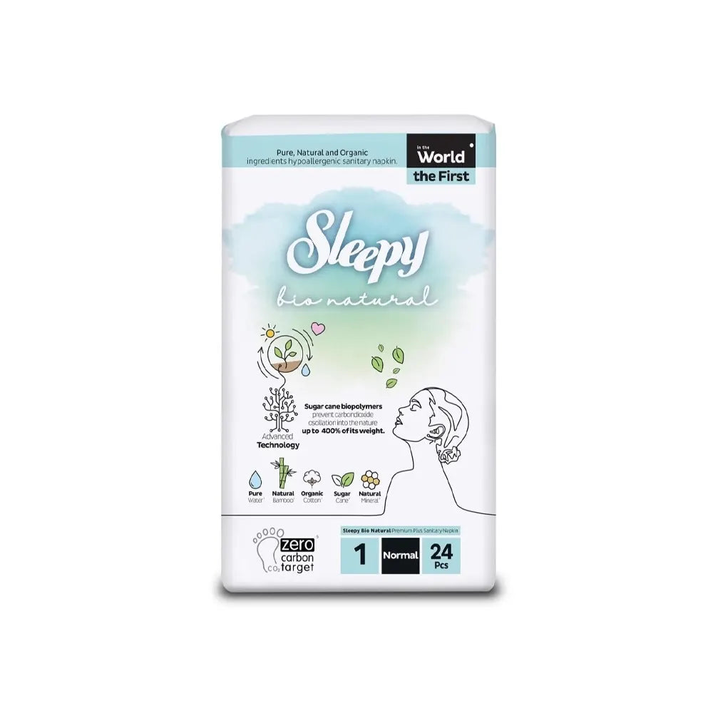 Sleepy Bio Natural Premium Serviettes Hygiéniques 1 Normal - 24 Pièces