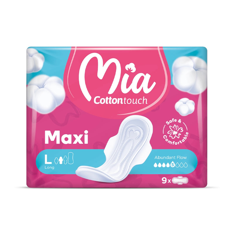 Mia Cotton Touch Serviette Hygiénique Maxi Long - 9 Unités