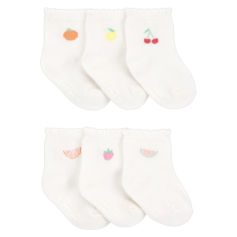 Set de 6 pares de patucos de frutas para bebé niña