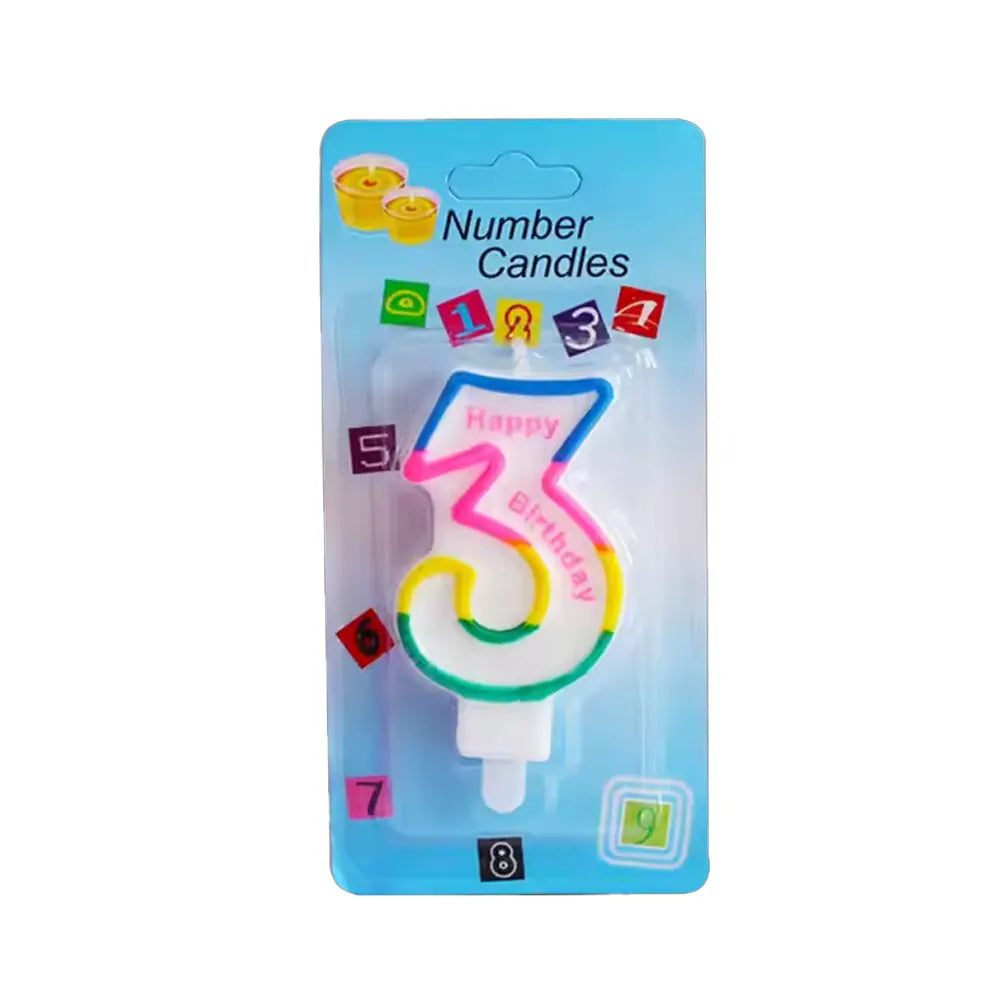 Bougie sous forme de chiffres 3 - Multicolore