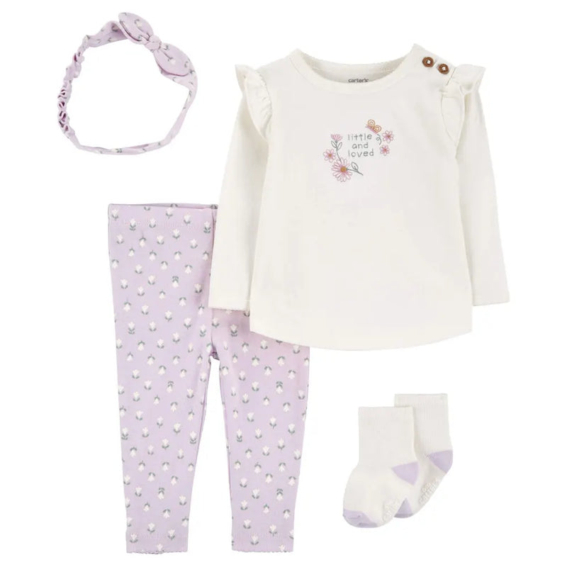 Carter's 4-Piece Set - Purple & White Floral