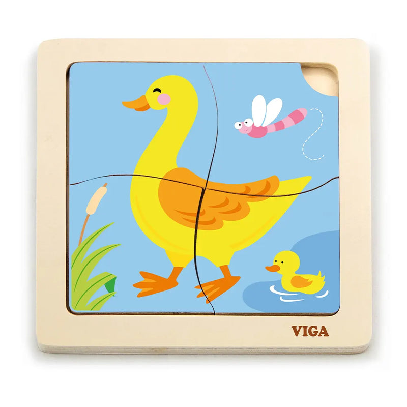 Viga Toys Puzzle en Bois Canard 4 Pièces – 18M+
