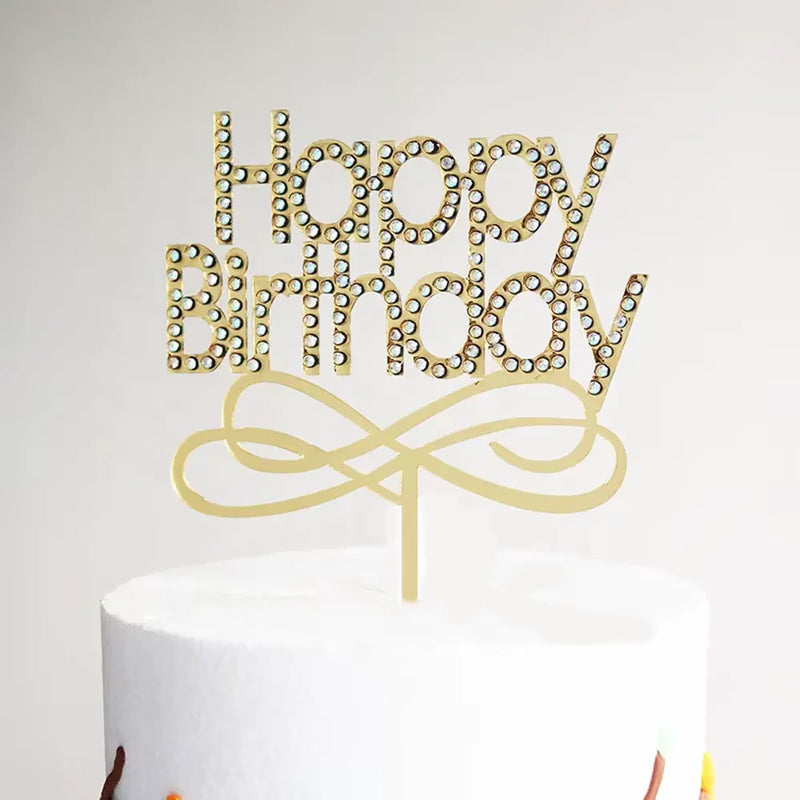 Cake Topper Happy Birthday - Doré