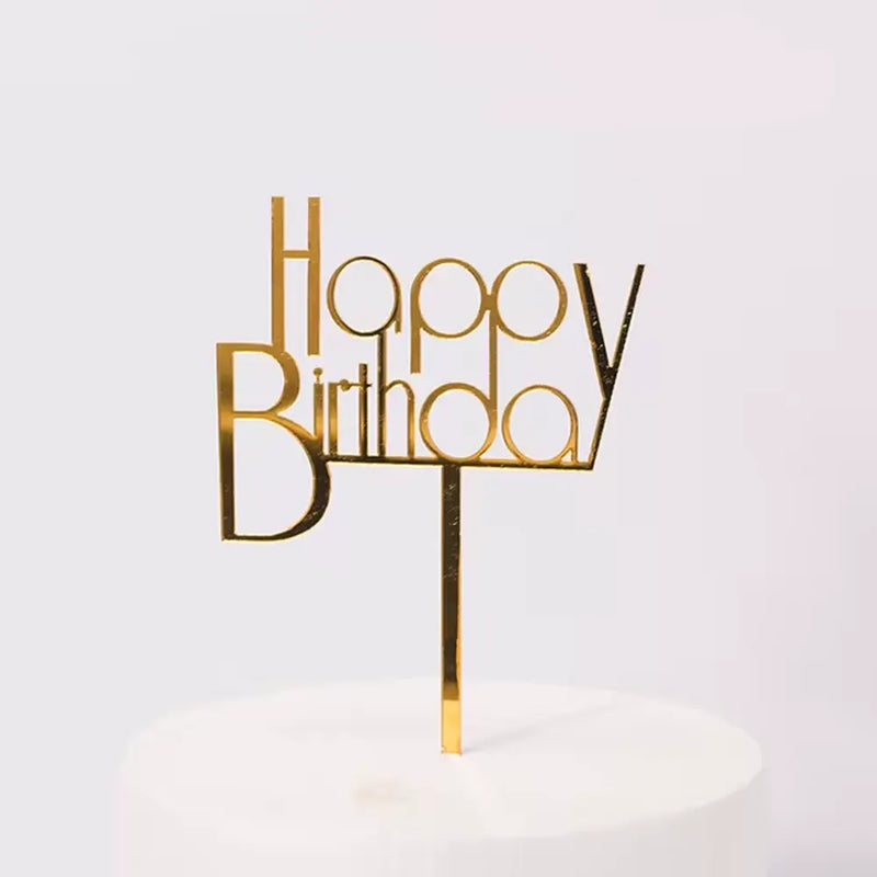 Cake Topper Happy Birthday - Doré