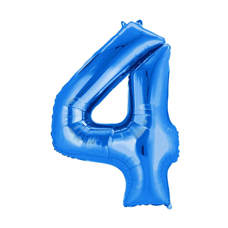 Ballon Chiffre 4 en Aluminium Bleu – 86cm