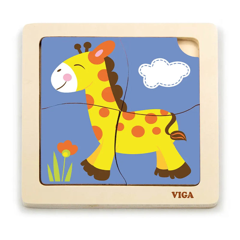 Viga Toys Puzzle en Bois Girafe 4 Pièces – 18 M+
