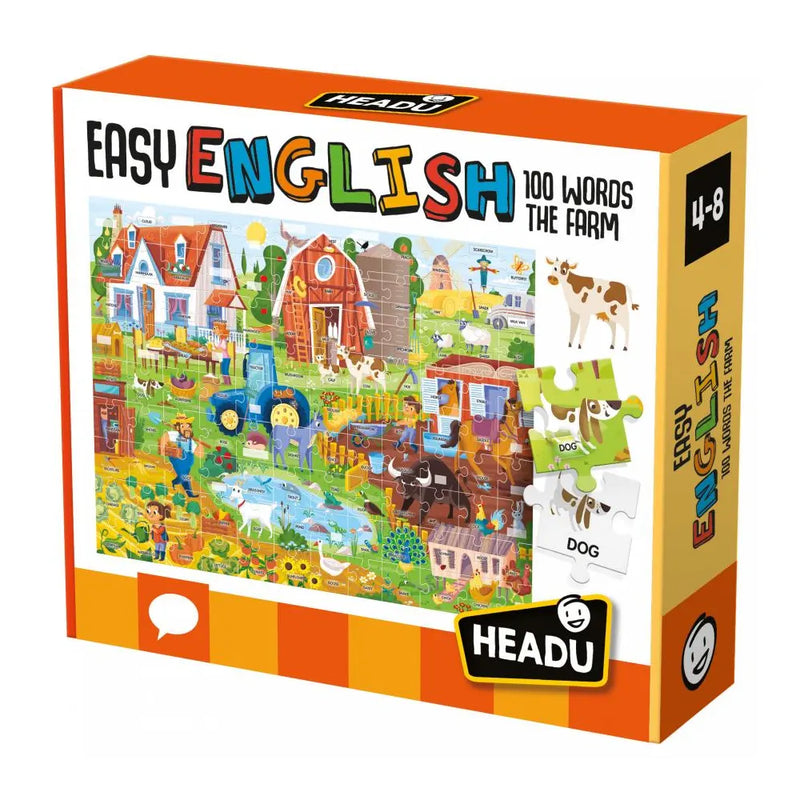 Headu Jeu Educatif Easy English 100 Mots sur la Ferme - 4-8 Ans+