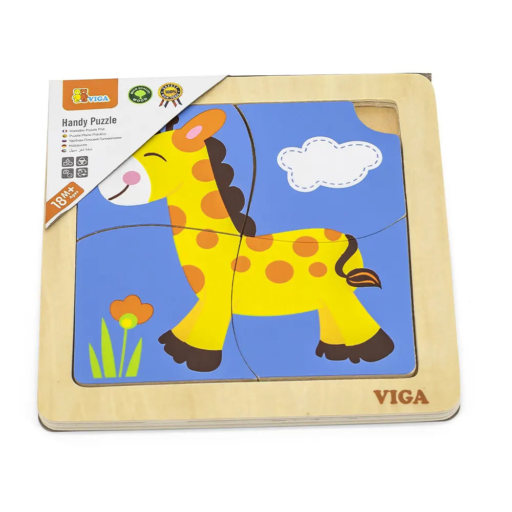 Viga Toys Puzzle 4 Pièces En Bois 18M+ - Girafe
