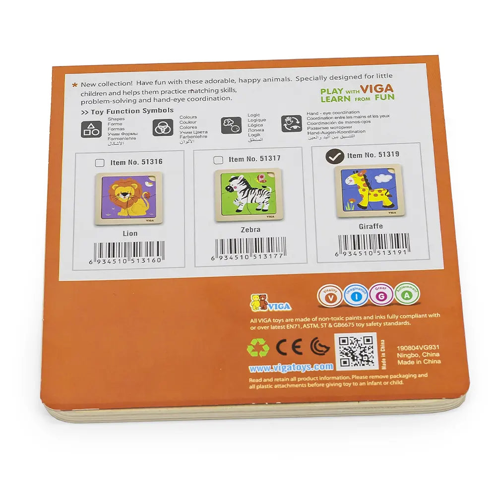 Viga Toys Puzzle 4 Pièces En Bois 18M+ - Girafe