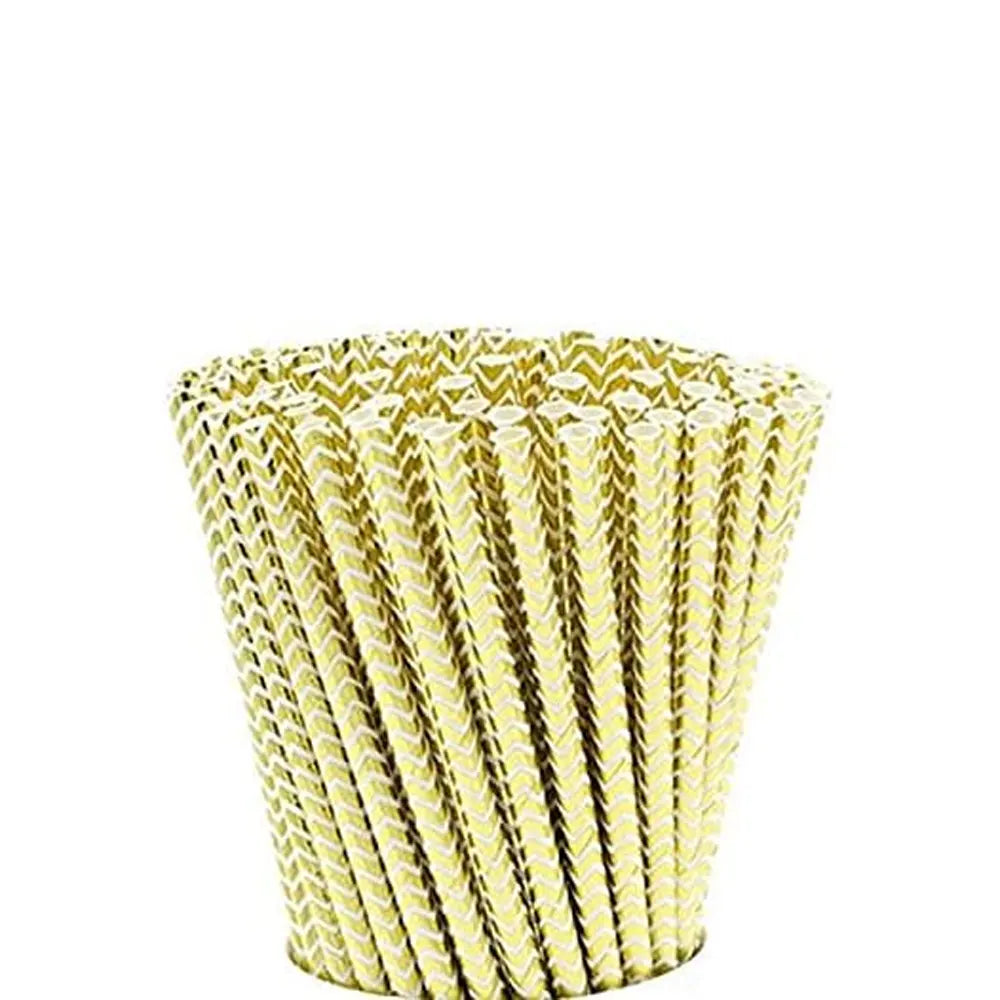 Juego de 25 pajitas de papel desechables - Doradas