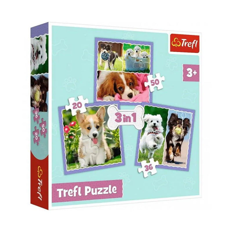 Trefl Puzzle 3en1 Chiens Mignons  - 3A+