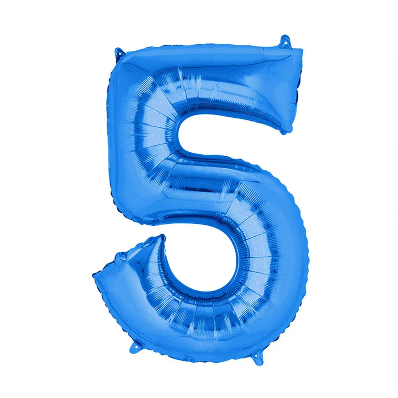 Ballon Chiffre 5 en Aluminium Bleu – 86cm