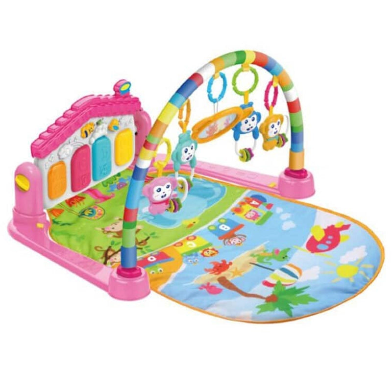 Huanger Manta gimnasio piano musical luminoso 3 en 1 - Rosa