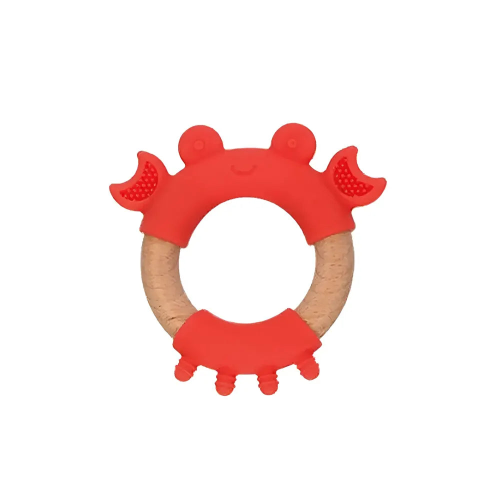 Anneau de Dentition en Bois et Silicone 3m+ - Crabe