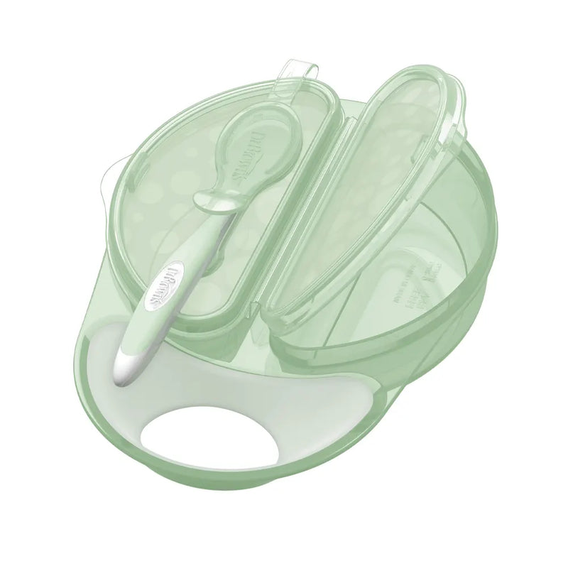 Dr. Brown's Bol & Cuillère à Couvercles Travel Fresh™ 4M+ - Vert