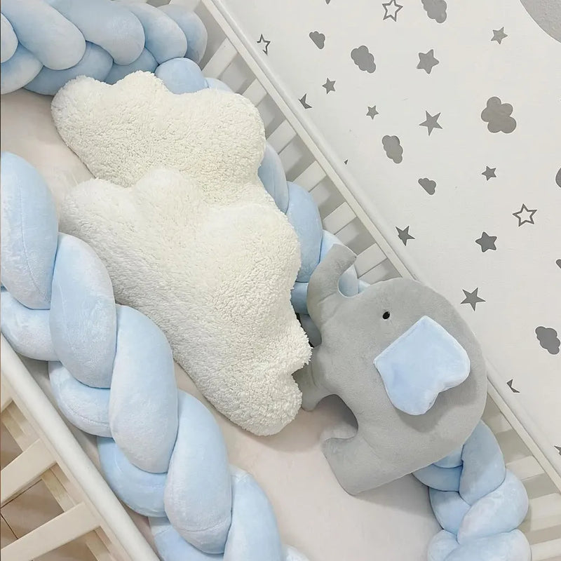 BébéYo Tour de Lit Tressé Velours 3.6m - Bleu ciel