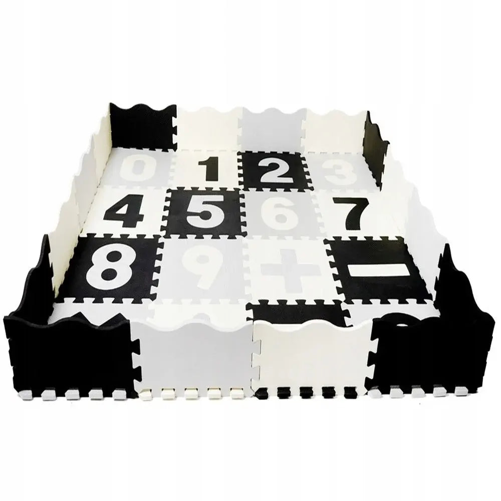 Tapis de Sol Puzzle Numérique 16 Pièces -Noir & Blanc