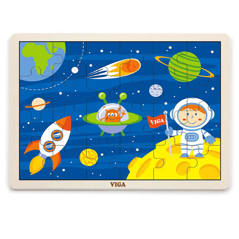 Viga Toys Puzzle 24 Pièces Spatiale en Bois - 24M+