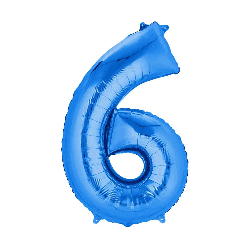Ballon Chiffre 6 en Aluminium Bleu – 86cm