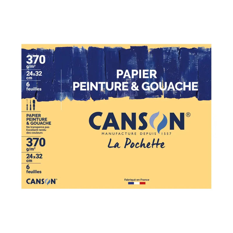 Canson Pochette 6 Feuilles Papier à Dessin A4 – 370 g/m²