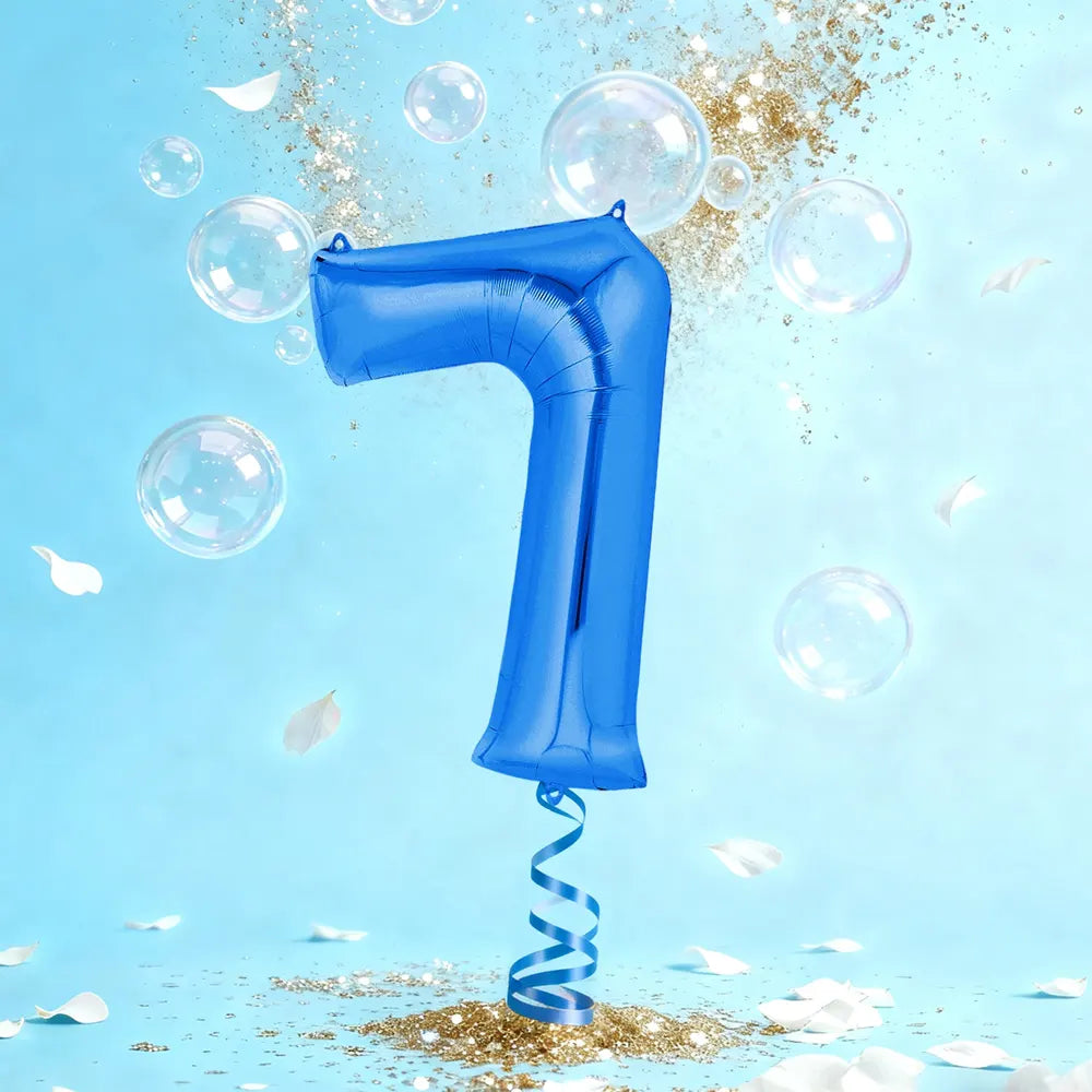 Ballon Chiffre 7 en Aluminium Bleu – 36cm