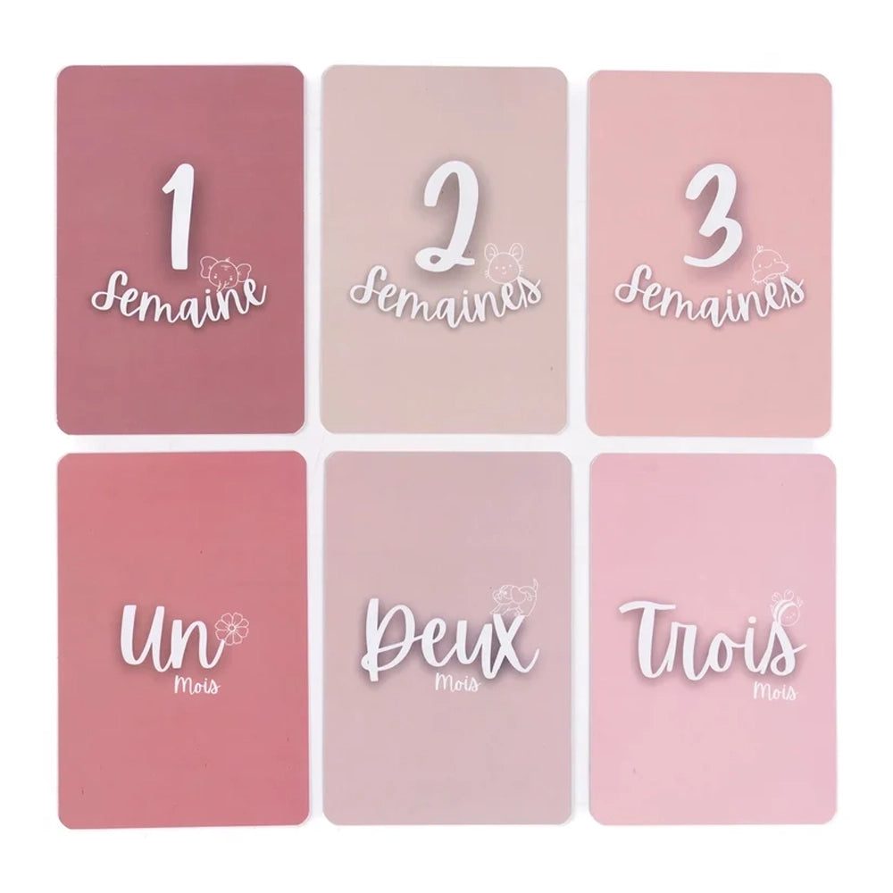 Cartes Étapes - Premières Fois de Bébé Rose