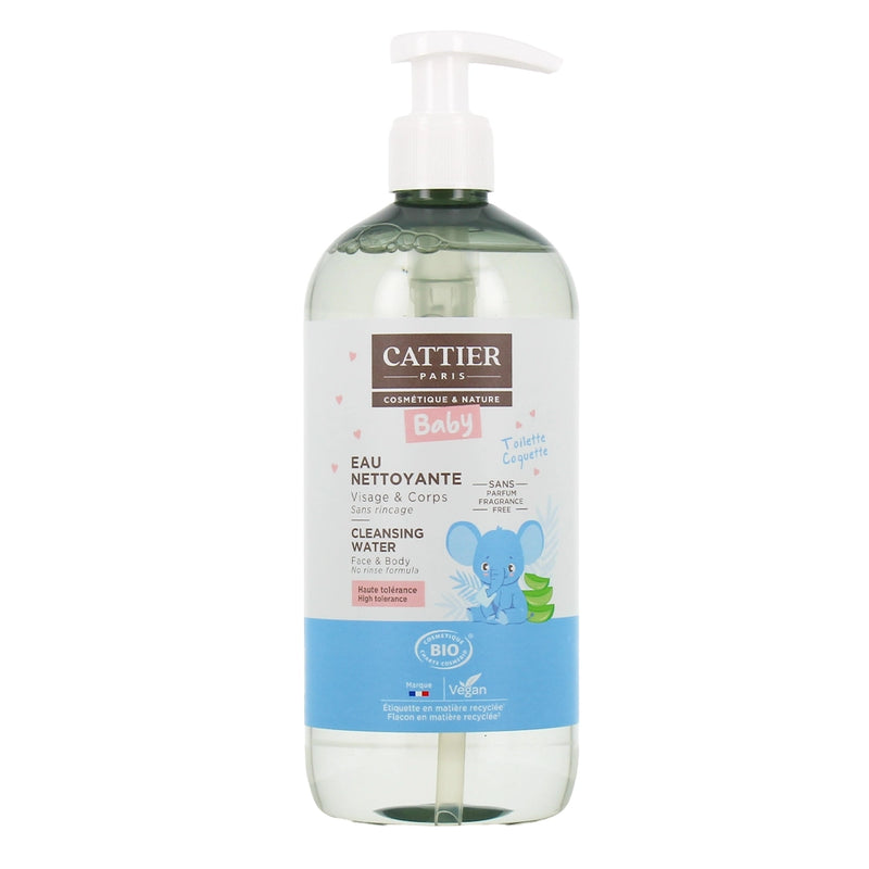 Eau Nettoyante Bébé Bio Cattier Visage et Corps - 500ml