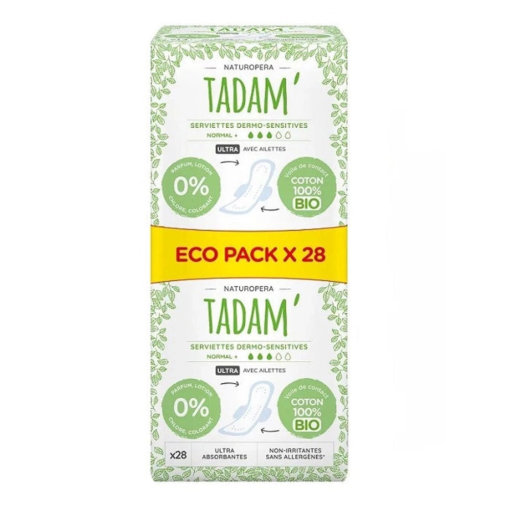 Tadam' Naturopera Serviettes Dermo-Sensitives Eco Pack - Normal+ 28 Unités