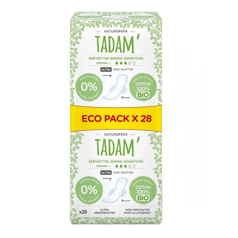 Tadam' Naturopera Serviettes Dermo-Sensitives Eco Pack - Normal+ 28 Unités