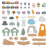 Viga Toys PolarB Circuit de Train en Bois 92 Pièces 3A+