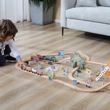 Viga Toys PolarB Circuit de Train en Bois 92 Pièces 3A+