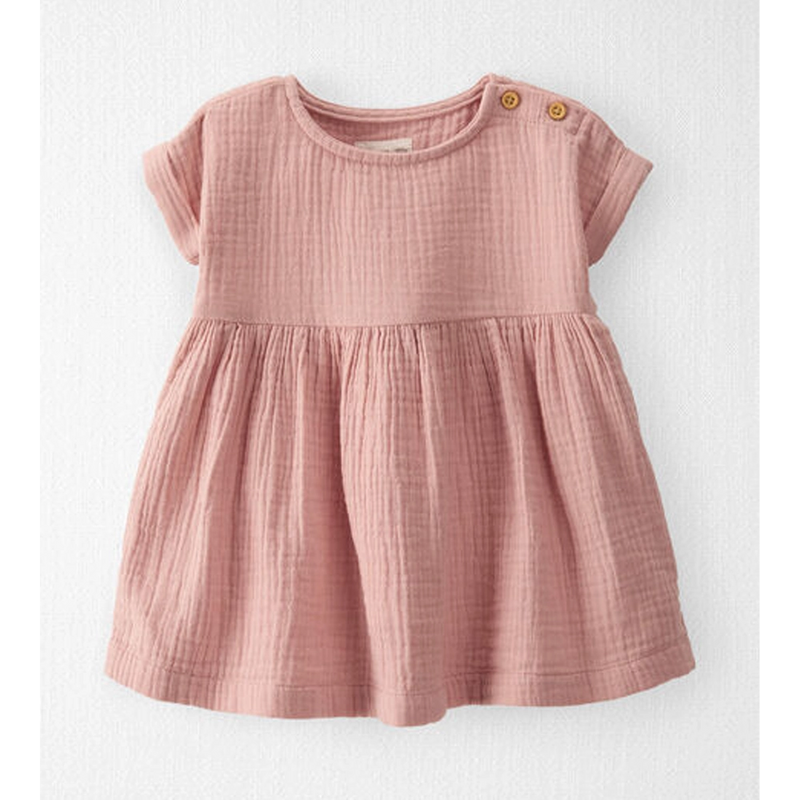 Little Planet Organic Cotton Muslin Baby Dress - Pink