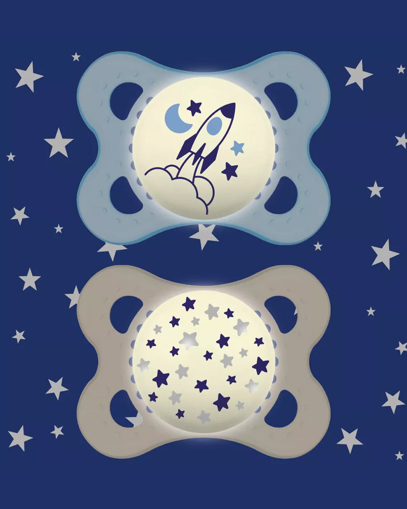 Lot de 2 Sucettes MAM Original Nuit 0-6M - Bleu