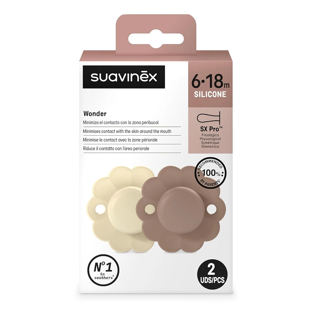 Suavinex Pack de 2 Sucettes Physiologique 6-18M - Gray & Umber