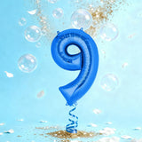 Ballon Chiffre 9 en Aluminium Bleu – 86cm