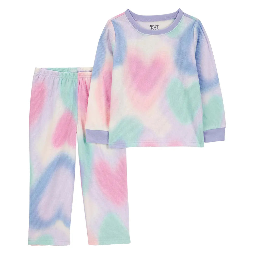 Pyjama 2 pièces enfant motif cœurs teinture spatiale