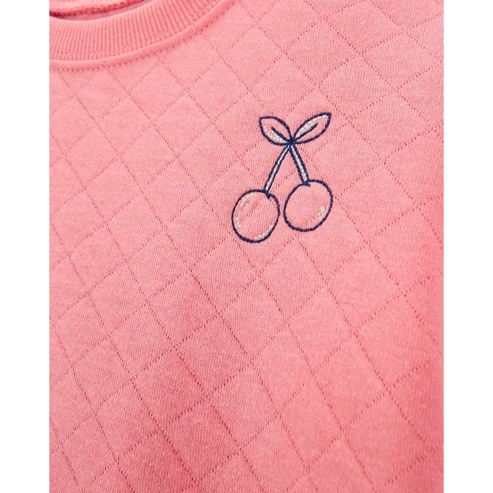 Ensemble 2 pièces enfant : pull en maille double motif cerise et legging évasé