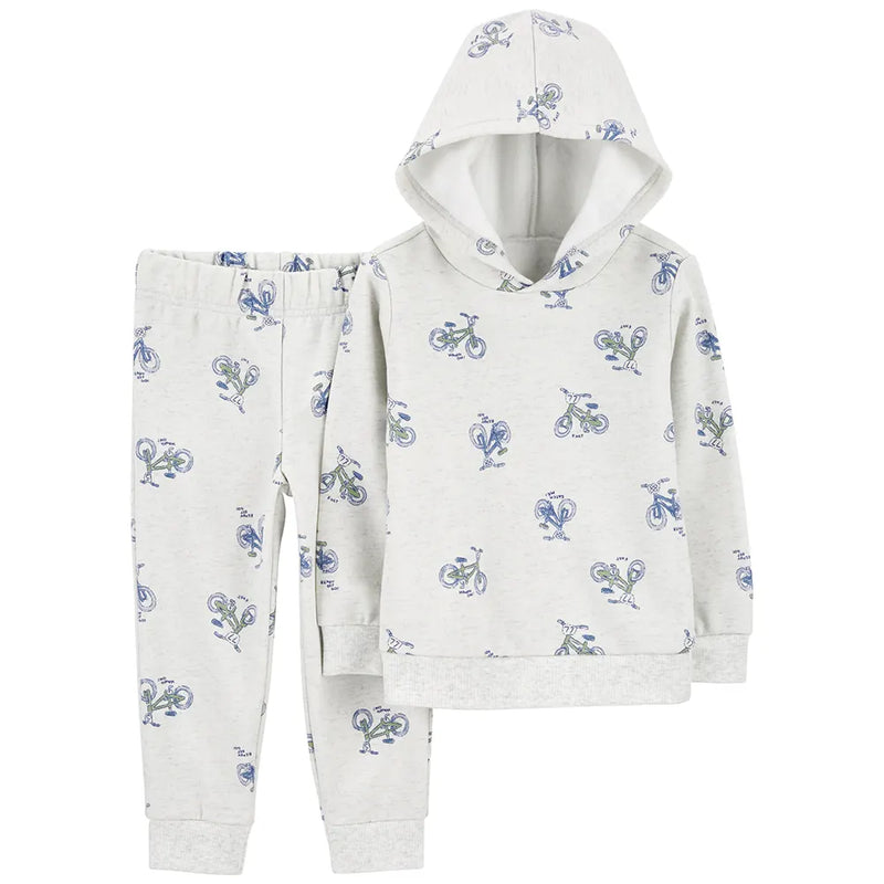 Conjunto infantil de 2 piezas: jersey polar estampado bici y pantalón