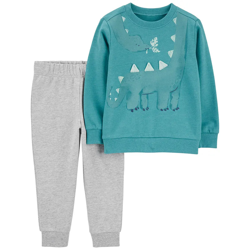 Conjunto de 2 piezas de suéter y pantalón deportivo de dinosaurio para niño pequeño