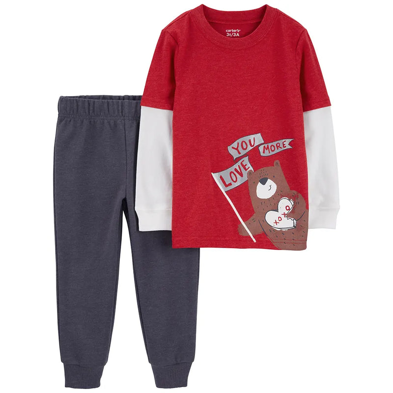 Conjunto infantil de 2 piezas: jersey polar estampado ositos y pantalón