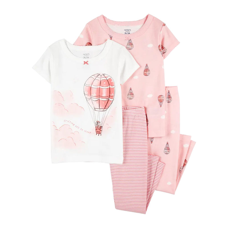 Pyjamas 4 Pièces en Coton Fille Carter's - Montgolfière