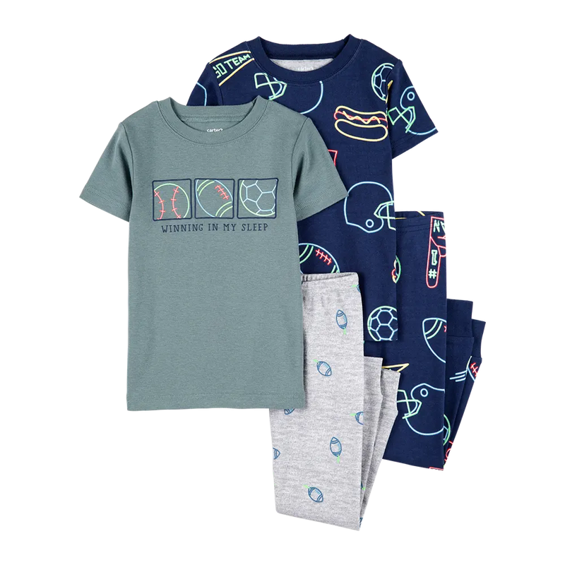 Pyjama 4 Pièces en Coton Garçon - Sport